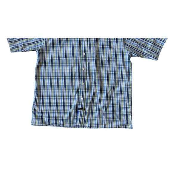 Southpole Mens XL Blue & Yellow Plaid Button-Up Short Sleeve Shirt 100% Cotton - Picture 3 of 8